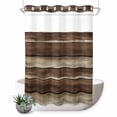 thumbnail image 1 of No Hook Shower Curtain, Brown Wooden Shower Curtains for Bathroom with See Through Top Window, Vintage Farmhouse Retro Art Waterproof & Washable Bath Curtain Stall 48"x72", 1 of 9