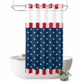 thumbnail image 1 of No Hook Shower Curtain with Built-in Rings - 4th of July Washable Waterproof Fabric Bathroom Curtains for Hotel,Rentals, Stall 36 X 72 Inch , Patriotic American Flag Stars Red Stripes Blue, 1 of 9