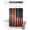 thumbnail image 1 of No Hook Shower Curtain with Built-in Rings - 4th of July Washable Waterproof Fabric Bathroom Curtains for Hotel,Rentals, Stall 36 X 78 Inch , Retro USA Flag, 1 of 9