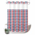 thumbnail image 1 of No Hook Shower Curtain with Built-in Rings - 4th of July Washable Waterproof Fabric Bathroom Curtains for Hotel,Rentals, Stall 48 X 72 Inch , Patriotic Stars Buffalo Check Plaid Red White Blue Summer, 1 of 9