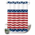 thumbnail image 1 of No Hook Shower Curtain with Built-in Rings - 4th of July Washable Waterproof Fabric Bathroom Curtains for Hotel,Rentals, Stall 48 X 72 Inch , Patriotic Stripes and Stars Memorial Day Independence Day, 1 of 9