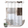 thumbnail image 1 of No Hook Shower Curtain with Built-in Rings - Abstract Brown White Checkered Washable Waterproof Fabric Bathroom Curtains for Hotel,Rentals, Stall 48 X 72 Inch , Modern Watercolor Art, 1 of 9