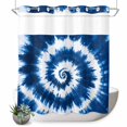 thumbnail image 1 of No Hook Shower Curtain with Built-in Rings - Abstract Explosion Tie Dye Washable Waterproof Fabric Bathroom Curtains for Hotel,Rentals, 72 X 78 Inch Long , Blue White, 1 of 8