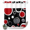 thumbnail image 1 of No Hook Shower Curtain with Built-in Rings - Abstract Modern Washable Waterproof Fabric Bathroom Curtains for Hotel,Rentals, 72 X 78 Inch Long , Geometric Circle Red Black White, 1 of 9