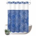 thumbnail image 1 of No Hook Shower Curtain with Built-in Rings - Abstract Washable Waterproof Fabric Bathroom Curtains for Hotel,Rentals, 72X 96 Inch Extra Long , Striped Round Hollow Circle Blue White, 1 of 9