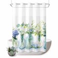 thumbnail image 1 of No Hook Shower Curtain with Built-in Rings - Abstract Watercolor Greenery Washable Waterproof Fabric Bathroom Curtains for Hotel,Rentals, 72 X 84 Inch Extra Long , Eucalyptus Vase, 1 of 9
