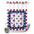 thumbnail image 1 of No Hook Shower Curtain with Built-in Rings - American Flag 4th of July Washable Waterproof Fabric Bathroom Curtains for Hotel,Rentals, 60 X 72 Inch Long , Red White Blue Striped, 1 of 9