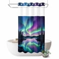 thumbnail image 1 of No Hook Shower Curtain with Built-in Rings - Aurora Night Sky Washable Waterproof Fabric Bathroom Curtains for Hotel,Rentals, Stall 36 X 78 Inch , Nature Scenery, 1 of 9