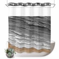thumbnail image 1 of No Hook Shower Curtain with Built-in Rings - Beach Sea Wave Washable Waterproof Fabric Bathroom Curtains for Hotel,Rentals, 66 X 72 Inch Long , Coastal Ocean Gray, 1 of 9
