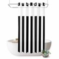 thumbnail image 1 of No Hook Shower Curtain with Built-in Rings - Black and White Striped Pattern Washable Waterproof Fabric Bathroom Curtains for Hotel,Rentals, Stall 36 X 78 Inch , Minimalist, 1 of 9