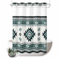 thumbnail image 1 of No Hook Shower Curtain with Built-in Rings - Boho Washable Waterproof Fabric Bathroom Curtains for Hotel,Rentals, 60 X 72 Inch Long , Southwest Aztec Pattern Green, 1 of 9