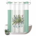 thumbnail image 1 of No Hook Shower Curtain with Built-in Rings - Botanical&nbsp;floral Washable Waterproof Fabric Bathroom Curtains for Hotel,Rentals, 72X 96 Inch Extra Long , Retro Watercolor Eucalyptus Leaves Green, 1 of 9