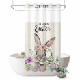 thumbnail image 1 of No Hook Shower Curtain with Built-in Rings - Bunny Happy Easter Washable Waterproof Fabric Bathroom Curtains for Hotel,Rentals, Stall 36 X 72 Inch , Rustic Spring Floral Eggs, 1 of 9