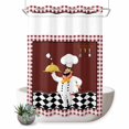 thumbnail image 1 of No Hook Shower Curtain with Built-in Rings - Cartoon Chef Kitchen Washable Waterproof Fabric Bathroom Curtains for Hotel,Rentals, 60 X 72 Inch Long , Gourmet Rustic Farmhouse Red Plaid, 1 of 9