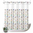 thumbnail image 1 of No Hook Shower Curtain with Built-in Rings - Cartoon Fishing Bait Hook Washable Waterproof Fabric Bathroom Curtains for Hotel,Rentals, 72 X 72 Inch Long , Colorful Fishes White, 1 of 9