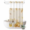 thumbnail image 1 of No Hook Shower Curtain with Built-in Rings - Fall Thanksgiving Washable Waterproof Fabric Bathroom Curtains for Hotel,Rentals, Stall 36 X 72 Inch , Yellow White Pumpkin Autumn Leaf, 1 of 9