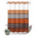 thumbnail image 1 of No Hook Shower Curtain with Built-in Rings - Farmhouse Rustic Wood Texture Washable Waterproof Fabric Bathroom Curtains for Hotel,Rentals, 60 X 72 Inch Long , Burnt Orange Grey, 1 of 9