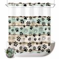 thumbnail image 1 of No Hook Shower Curtain with Built-in Rings - Farmhouse Vintage Washable Waterproof Fabric Bathroom Curtains for Hotel,Rentals, 72 X 72 Inch Long , Pet Dog Paws Wood Texture Green, 1 of 9