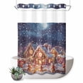 thumbnail image 1 of No Hook Shower Curtain with Built-in Rings - Gingerbread Man Christmas Washable Waterproof Fabric Bathroom Curtains for Hotel,Rentals, 72X 96 Inch Extra Long , Winter Snowy Scene White, 1 of 9