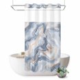 thumbnail image 1 of No Hook Shower Curtain with Built-in Rings - Gray Slate Blue Washable Waterproof Fabric Bathroom Curtains for Hotel,Rentals, Stall 54 X 78 Inch , Abstract Marble Textured, 1 of 9