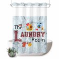 thumbnail image 1 of No Hook Shower Curtain with Built-in Rings - Laundry Room Washable Waterproof Fabric Bathroom Curtains for Hotel,Rentals, 60 X 72 Inch Long , Blue Floral Texture, 1 of 9