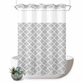 thumbnail image 1 of No Hook Shower Curtain with Built-in Rings - Light Grey White Geometric Washable Waterproof Fabric Bathroom Curtains for Hotel,Rentals, Stall 48 X 72 Inch , Minimalist Morocco Pattern, 1 of 9