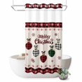 thumbnail image 1 of No Hook Shower Curtain with Built-in Rings - Merry Christmas Washable Waterproof Fabric Bathroom Curtains for Hotel,Rentals, Stall 36 X 78 Inch , Rustic Buffalo Plaid Xmas Balls Farmhouse, 1 of 9