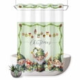 thumbnail image 1 of No Hook Shower Curtain with Built-in Rings - Merry Christmas Washable Waterproof Fabric Bathroom Curtains for Hotel,Rentals, Stall 48 X 72 Inch , Green Christmas Gnome Elf Xmas Balls, 1 of 9