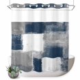 thumbnail image 1 of No Hook Shower Curtain with Built-in Rings - Navy Grey Paint Textured Washable Waterproof Fabric Bathroom Curtains for Hotel,Rentals, 72 X 72 Inch Long , Abstract Rustic Blue Tones, 1 of 9