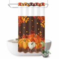 thumbnail image 1 of No Hook Shower Curtain with Built-in Rings - Orange Pumpkins Fall Washable Waterproof Fabric Bathroom Curtains for Hotel,Rentals, Stall 36 X 78 Inch , Rustic Maple Leaves Brown Farmhouse, 1 of 9
