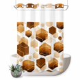 thumbnail image 1 of No Hook Shower Curtain with Built-in Rings - Orange White Gold Geometric Washable Waterproof Fabric Bathroom Curtains for Hotel,Rentals, 72X 96 Inch Extra Long , Modern Abstract Hexagon Pattern, 1 of 9