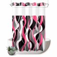 thumbnail image 1 of No Hook Shower Curtain with Built-in Rings - Pink Black Grey Lines Washable Waterproof Fabric Bathroom Curtains for Hotel,Rentals, 60 X 72 Inch Long , Modern Abstract Stripes, 1 of 9