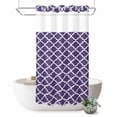 thumbnail image 1 of No Hook Shower Curtain with Built-in Rings - Purple White Geometric Washable Waterproof Fabric Bathroom Curtains for Hotel,Rentals, Stall 54 X 78 Inch , Minimalist Morocco Pattern, 1 of 9