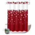 thumbnail image 1 of No Hook Shower Curtain with Built-in Rings - Red Christmas Washable Waterproof Fabric Bathroom Curtains for Hotel,Rentals, 60 X 72 Inch Long , Winter Falling White Snowflakes, 1 of 9