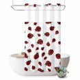thumbnail image 1 of No Hook Shower Curtain with Built-in Rings - Red Ladybug Washable Waterproof Fabric Bathroom Curtains for Hotel,Rentals, Stall 54 X 78 Inch , Red Black Polka Dot, 1 of 9