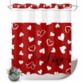 thumbnail image 1 of No Hook Shower Curtain with Built-in Rings - Red Valentine's Day Washable Waterproof Fabric Bathroom Curtains for Hotel,Rentals, 66 X 72 Inch Long , Valentines Love Heart, 1 of 9
