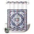 thumbnail image 1 of No Hook Shower Curtain with Built-in Rings - Retro Boho Washable Waterproof Fabric Bathroom Curtains for Hotel,Rentals, 72 X 84 Inch Extra Long , Aztec Southwest Tribal Floral Pattern Orange Blue, 1 of 9