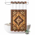 thumbnail image 1 of No Hook Shower Curtain with Built-in Rings - Retro Boho Washable Waterproof Fabric Bathroom Curtains for Hotel,Rentals, Stall 36 X 72 Inch , Aztec Southwest Tribal Floral Pattern Brown, 1 of 9
