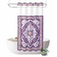 thumbnail image 1 of No Hook Shower Curtain with Built-in Rings - Retro Boho Washable Waterproof Fabric Bathroom Curtains for Hotel,Rentals, Stall 36 X 78 Inch , Aztec Southwest Tribal Floral Dark Lavender Purple, 1 of 9