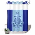 thumbnail image 1 of No Hook Shower Curtain with Built-in Rings - Retro Nautical Washable Waterproof Fabric Bathroom Curtains for Hotel,Rentals, Stall 48 X 72 Inch , Anchor Pattern Navy Sky Blue, 1 of 9