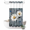 thumbnail image 1 of No Hook Shower Curtain with Built-in Rings - Rustic Daisy Washable Waterproof Fabric Bathroom Curtains for Hotel,Rentals, Stall 36 X 78 Inch , Turquise Wood Textured, 1 of 9