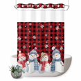thumbnail image 1 of No Hook Shower Curtain with Built-in Rings - Snowman Friends Christmas Washable Waterproof Fabric Bathroom Curtains for Hotel,Rentals, 72 X 84 Inch Extra Long , Red Black Check Plaid Snowfalke, 1 of 9