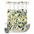 thumbnail image 1 of No Hook Shower Curtain with Built-in Rings - Summer Yellow Lemons Washable Waterproof Fabric Bathroom Curtains for Hotel,Rentals, 72X 96 Inch Extra Long , Green Leaves Tropical Print, 1 of 9