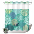 thumbnail image 1 of No Hook Shower Curtain with Built-in Rings - Teal Green Blue Coastal Washable Waterproof Fabric Bathroom Curtains for Hotel,Rentals, 72 X 72 Inch Long , Nautical Ocean Coral Starfish Shell, 1 of 9