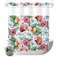 thumbnail image 1 of No Hook Shower Curtain with Built-in Rings - Tropical Coastal Washable Waterproof Fabric Bathroom Curtains for Hotel,Rentals, 72 X 72 Inch Long , Summer Shell Starfish Blue Green Pink, 1 of 9