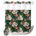thumbnail image 1 of No Hook Shower Curtain with Built-in Rings - Tropical Motivational Washable Waterproof Fabric Bathroom Curtains for Hotel,Rentals, 66 X 72 Inch Long , Hello Summer Hat Tropical Plants Green, 1 of 9