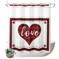 thumbnail image 1 of No Hook Shower Curtain with Built-in Rings - Valentines Day Washable Waterproof Fabric Bathroom Curtains for Hotel,Rentals, 66 X 72 Inch Long , Red and Black Buffalo Check Plaid Love Hearts, 1 of 9