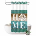 thumbnail image 1 of No Hook Shower Curtain with Built-in Rings - Vintage Windmill HOME Washable Waterproof Fabric Bathroom Curtains for Hotel,Rentals, Stall 54 X 78 Inch , Turquoise Brown Farmhouse Wood, 1 of 9