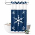 thumbnail image 1 of No Hook Shower Curtain with Built-in Rings - White Christmas Snowflakes Washable Waterproof Fabric Bathroom Curtains for Hotel,Rentals, Stall 36 X 78 Inch , Winter Holidays Navy Blue, 1 of 9