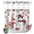 thumbnail image 1 of No Hook Shower Curtain with Built-in Rings - White Christmas Snowmen Washable Waterproof Fabric Bathroom Curtains for Hotel,Rentals, 72 X 72 Inch Long , Red Xmas Poinsettia Balls Deer, 1 of 9